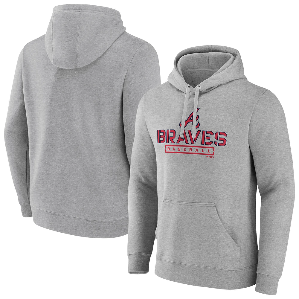 Men's Gray Atlanta Braves Evanston Stencil Pullover Hoodie