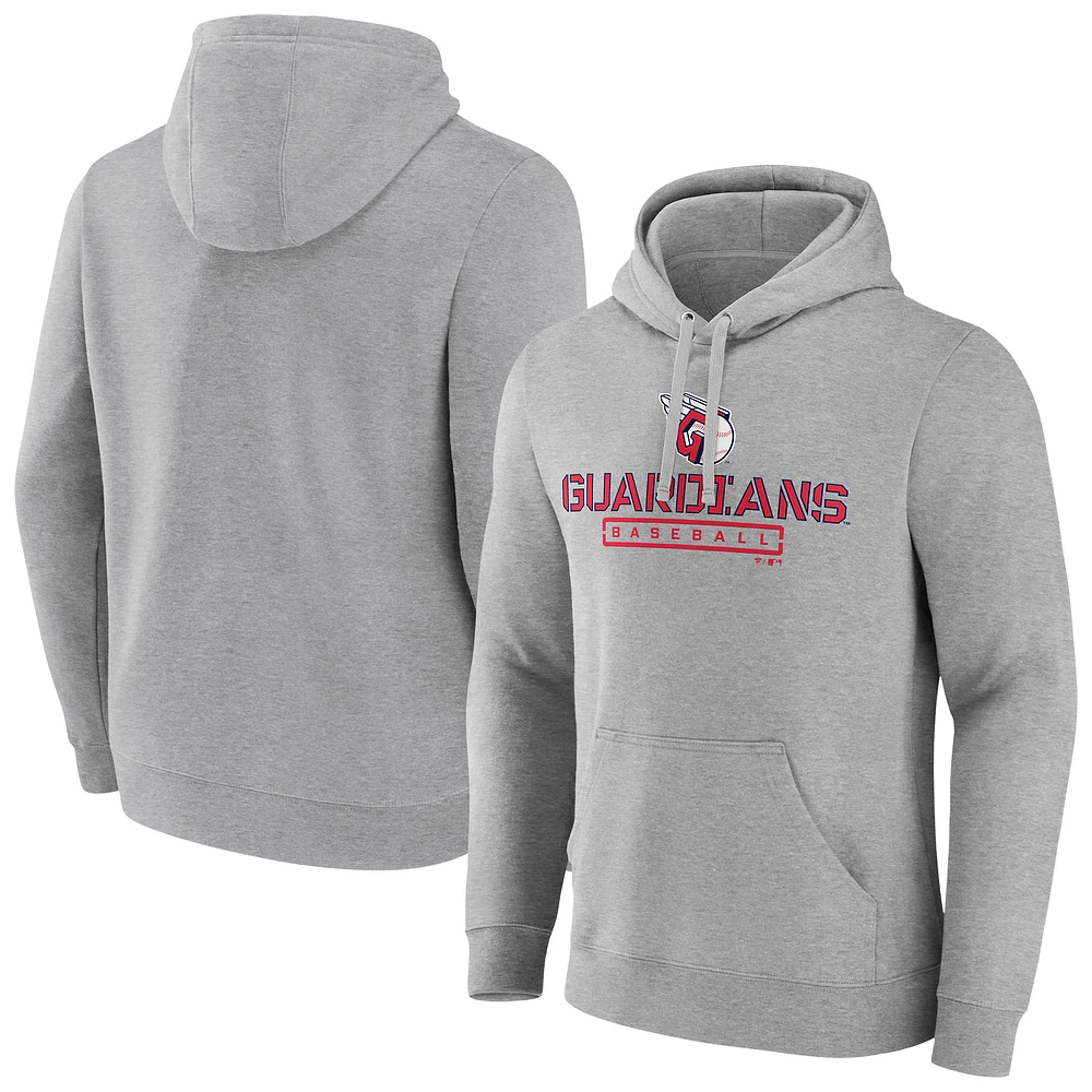 Men's Gray Cleveland Guardians Evanston Stencil Pullover Hoodie