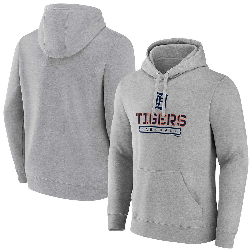 Men's Gray Detroit Tigers Evanston Stencil Pullover Hoodie