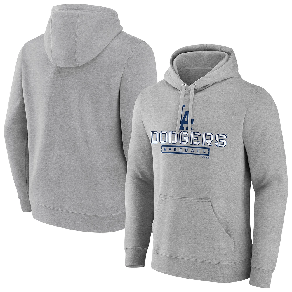 Men's Gray Los Angeles Dodgers Evanston Stencil Pullover Hoodie