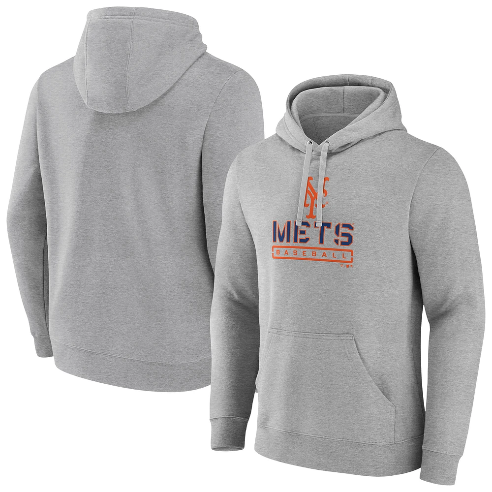 Men's Gray New York Mets Evanston Stencil Pullover Hoodie