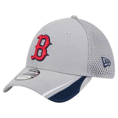 Men's New Era Gray Boston Red Sox Linear 39THIRTY Flex Hat