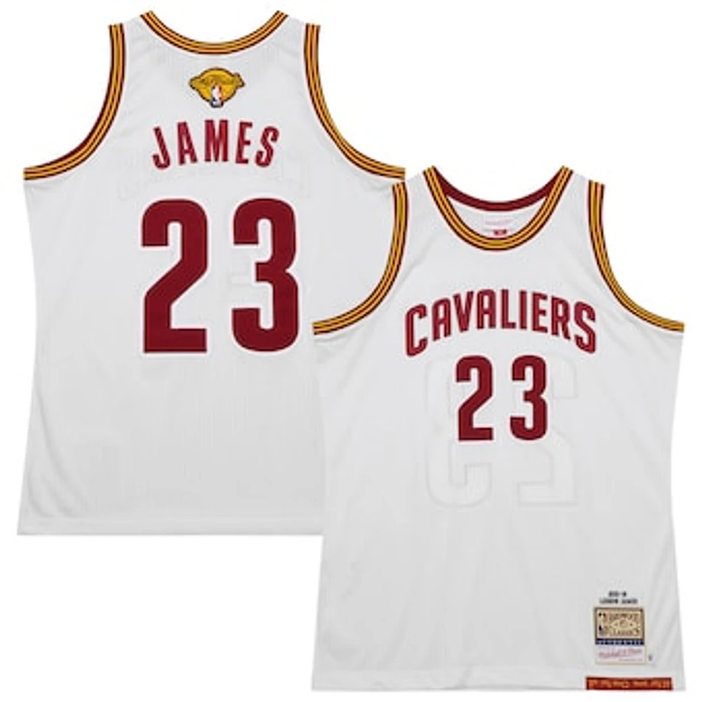 Men's Mitchell & Ness LeBron James White Cleveland Cavaliers 2015/16 Hardwood Classics Authentic Jersey