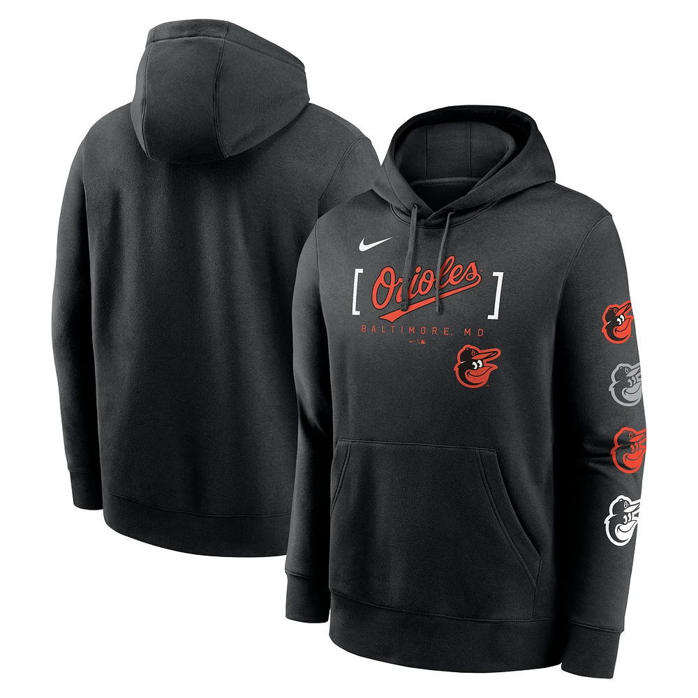 Men's Nike Black Baltimore Orioles Club Stack Pullover Hoodie
