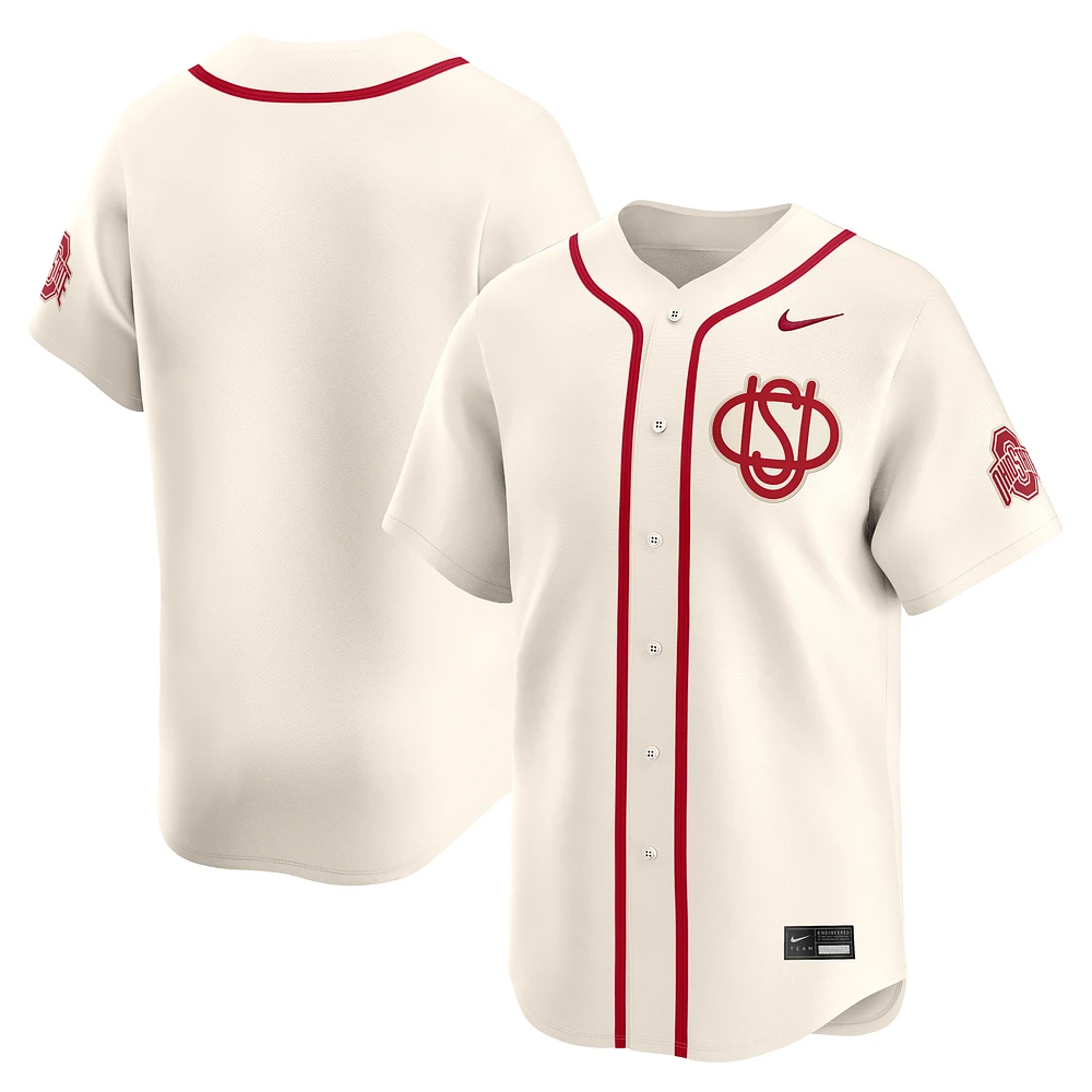 Men's Nike Cream Ohio State Buckeyes Limited Alternate Wordmark Jersey