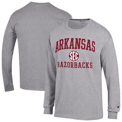 Men's Champion Gray Arkansas Razorbacks Team Long Sleeve T-Shirt