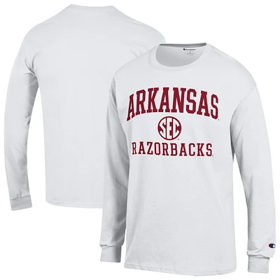Men's Champion White Arkansas Razorbacks Team Long Sleeve T-Shirt