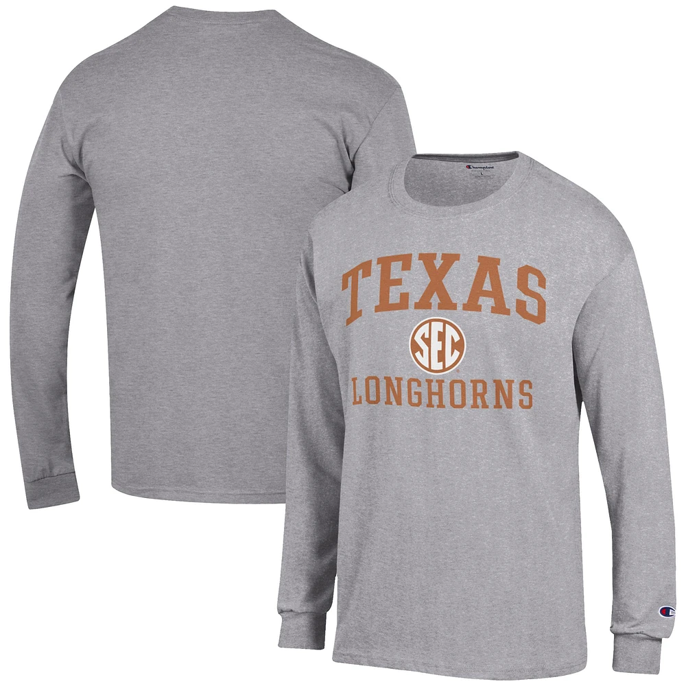 Men's Champion Gray Texas Longhorns SEC Long Sleeve T-Shirt