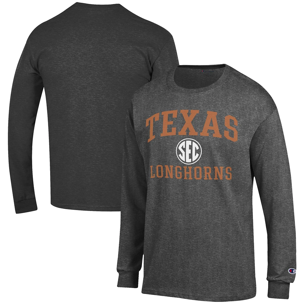 Men's Champion Graphite Texas Longhorns SEC Long Sleeve T-Shirt