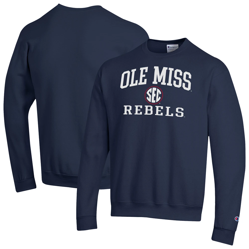 Men's Champion Navy Ole Miss Rebels Team Fleece Pullover Sweatshirt