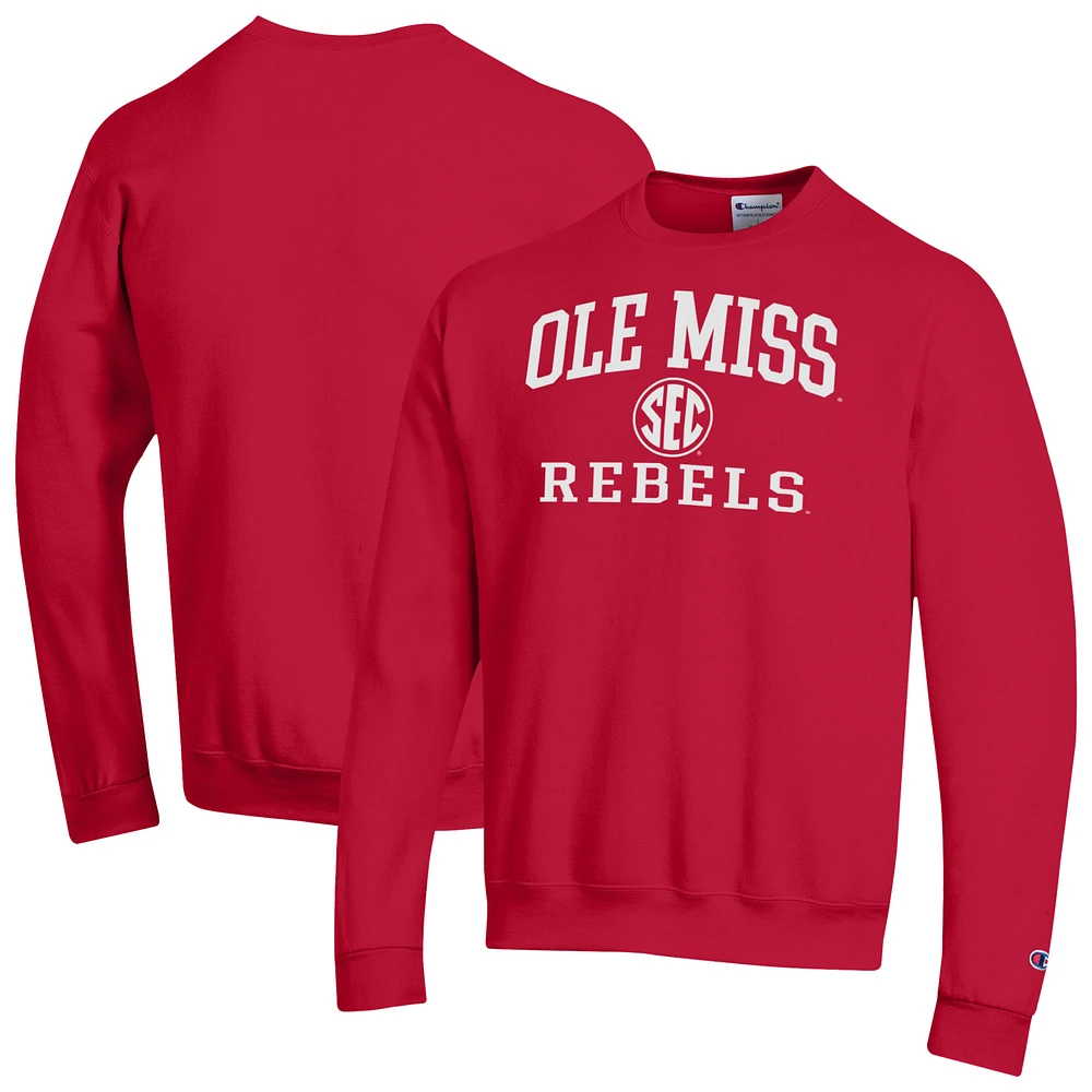 Men's Champion Red Ole Miss Rebels Team Fleece Pullover Sweatshirt