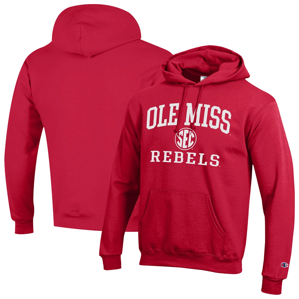 Men's Champion Red Ole Miss Rebels Team Fleece Pullover Hoodie