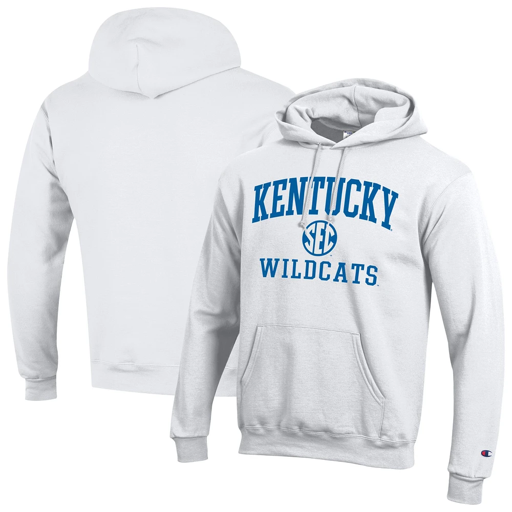 Men's Champion White Kentucky Wildcats Team Fleece Pullover Hoodie