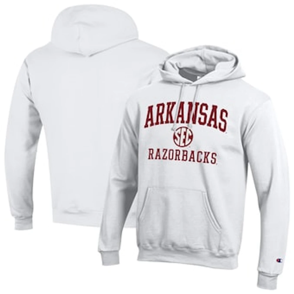 Men's Champion White Arkansas Razorbacks Team Fleece Pullover Hoodie