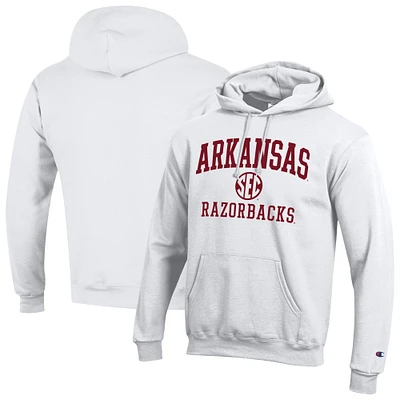 Men's Champion White Arkansas Razorbacks Team Fleece Pullover Hoodie