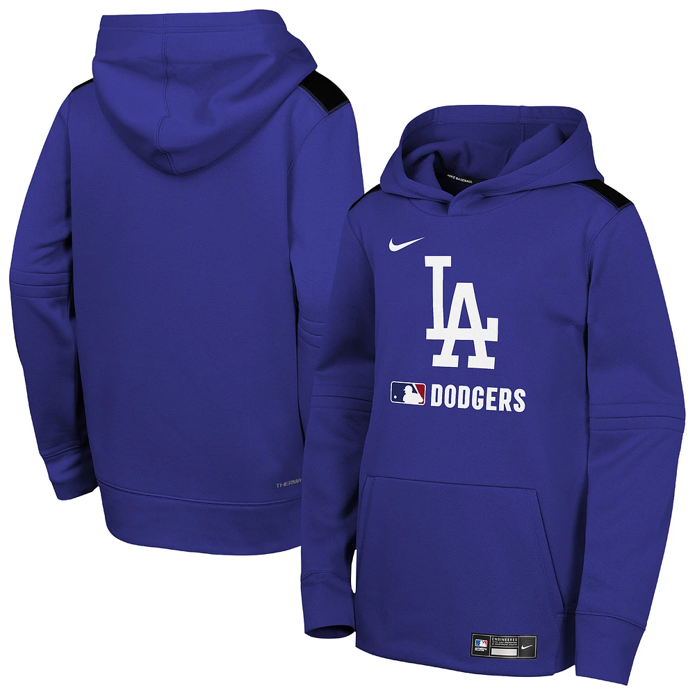 Youth Nike Royal Los Angeles Dodgers Authentic Collection Therma-FIT Hoodie