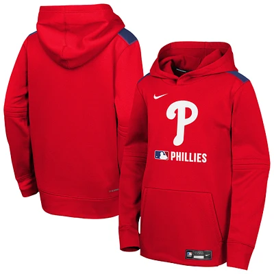 Youth Nike Red Philadelphia Phillies Authentic Collection Therma-FIT Hoodie