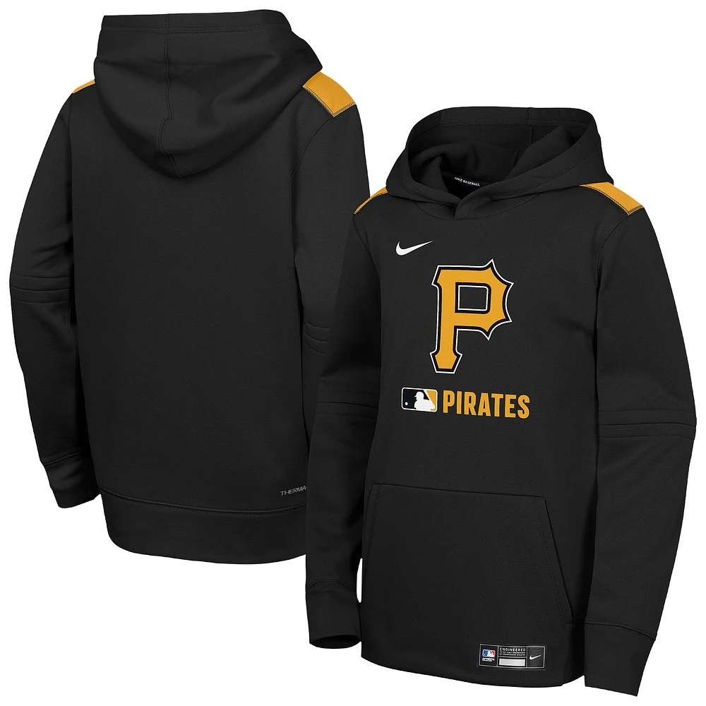 Youth Nike Black Pittsburgh Pirates Authentic Collection Therma-FIT Hoodie