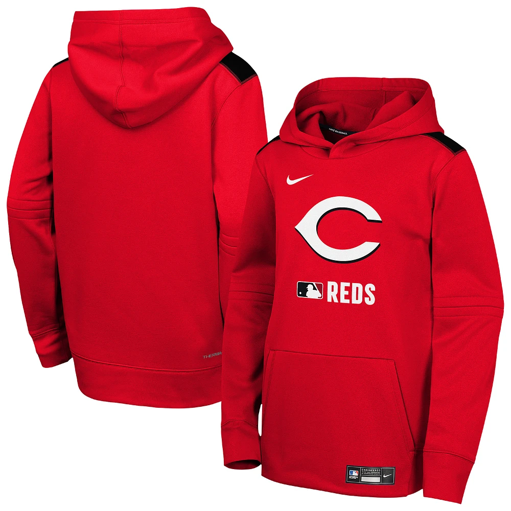 Youth Nike Red Cincinnati Reds Authentic Collection Therma-FIT Hoodie