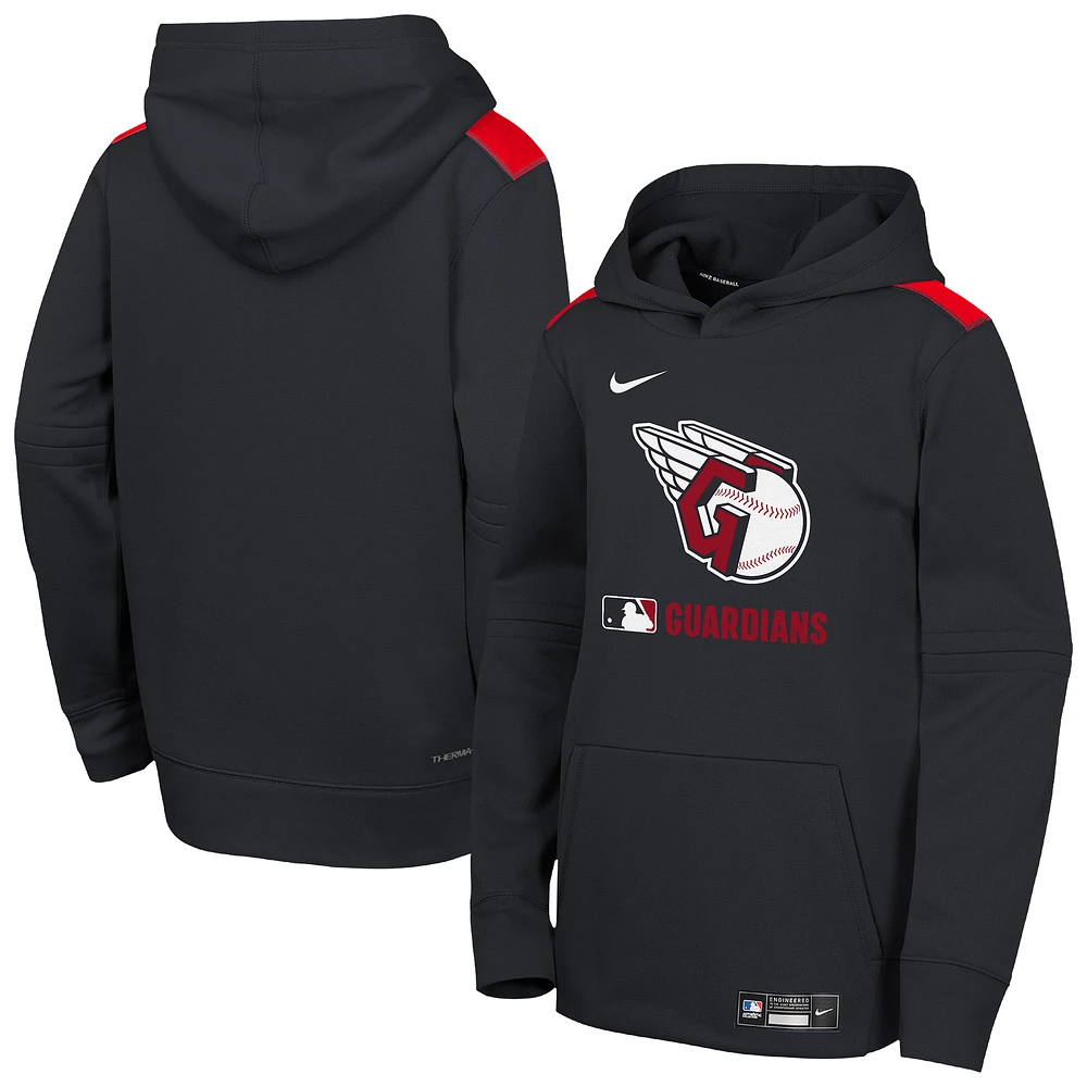 Youth Nike Navy Cleveland Guardians Authentic Collection Therma-FIT Hoodie