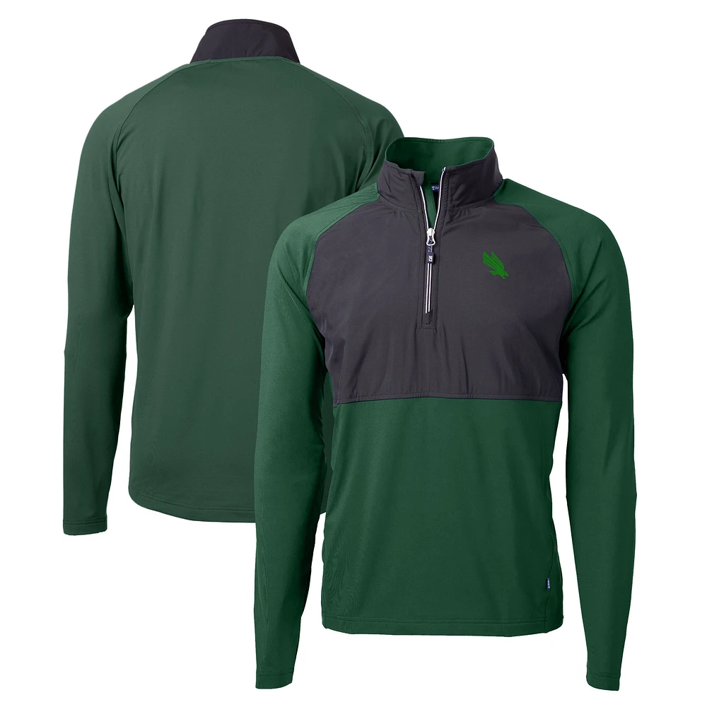 Men's Cutter & Buck Kelly Green North Texas Mean Adapt Eco Knit Hybrid Recycled Quarter-Zip Jacket