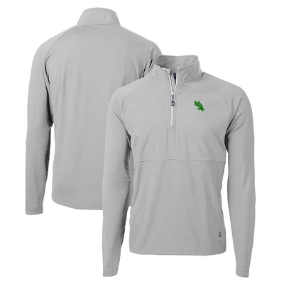 Men's Cutter & Buck Gray North Texas Mean Green Adapt Eco Knit Hybrid Recycled Quarter-Zip Jacket