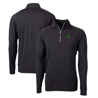 Men's Cutter & Buck Black North Texas Mean Green Adapt Eco Knit Stretch Recycled Quarter-Zip Pullover Top