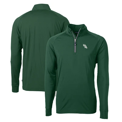 Men's Cutter & Buck Kelly Green North Texas Mean Adapt Eco Knit Stretch Recycled Quarter-Zip Pullover Top