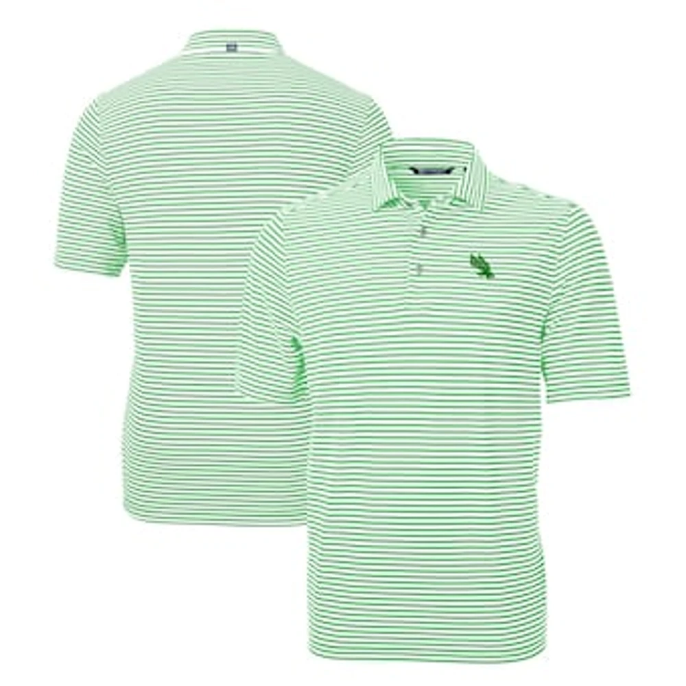 Men's Cutter & Buck Kelly Green North Texas Mean Virtue Eco Pique Stripe Recycled Polo