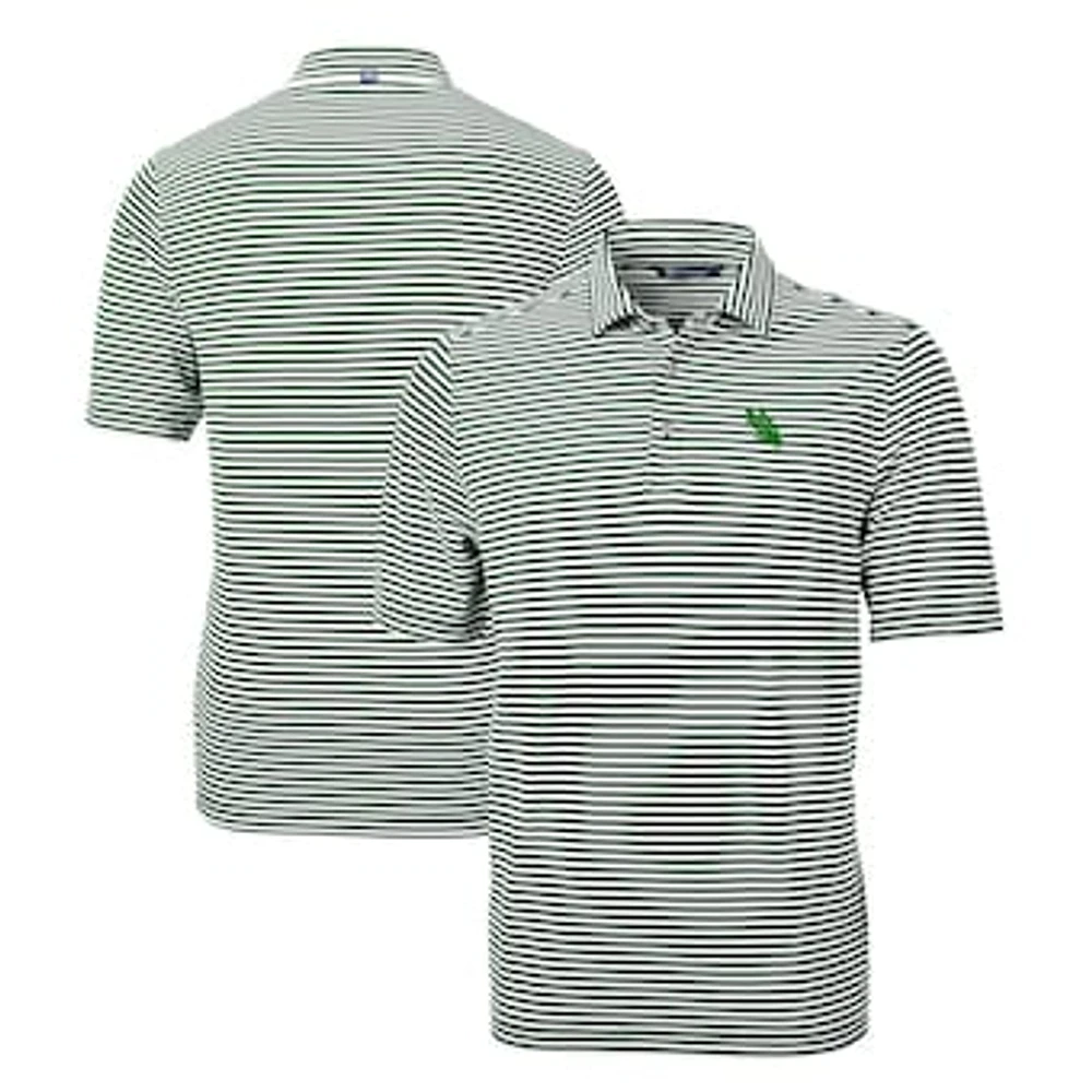 Men's Cutter & Buck Kelly Green North Texas Mean Virtue Eco Pique Stripe Recycled Polo