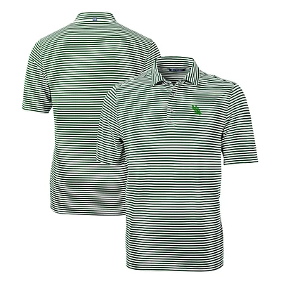Men's Cutter & Buck Kelly Green North Texas Mean Virtue Eco Pique Stripe Recycled Polo