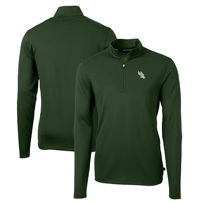 Men's Cutter & Buck Kelly Green North Texas Mean Virtue Eco Pique Recycled Quarter-Zip Pullover Top