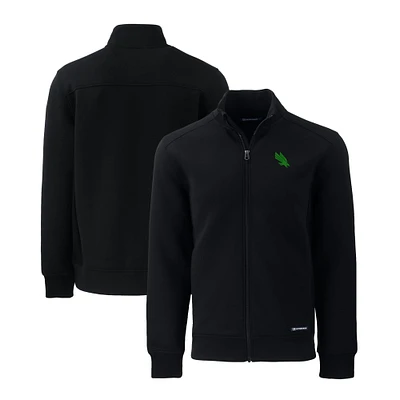 Men's Cutter & Buck Black North Texas Mean Green Roam Eco Recycled Full-Zip Jacket