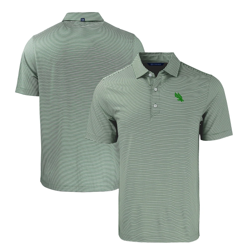 Men's Cutter & Buck Kelly Green/White North Texas Mean Green Forge Eco Double Stripe Stretch Recycled Polo