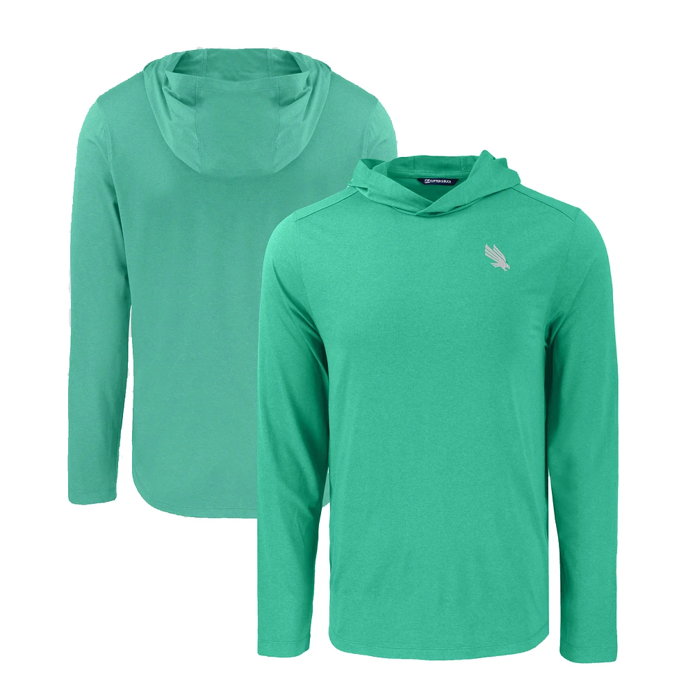 Men's Cutter & Buck Kelly Green North Texas Mean Coastline Epic Comfort Eco Recycled Long Sleeve Hooded T-Shirt