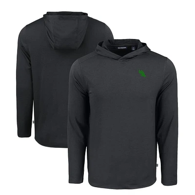 Men's Cutter & Buck Black North Texas Mean Green Coastline Epic Comfort Eco Recycled Long Sleeve Hooded T-Shirt