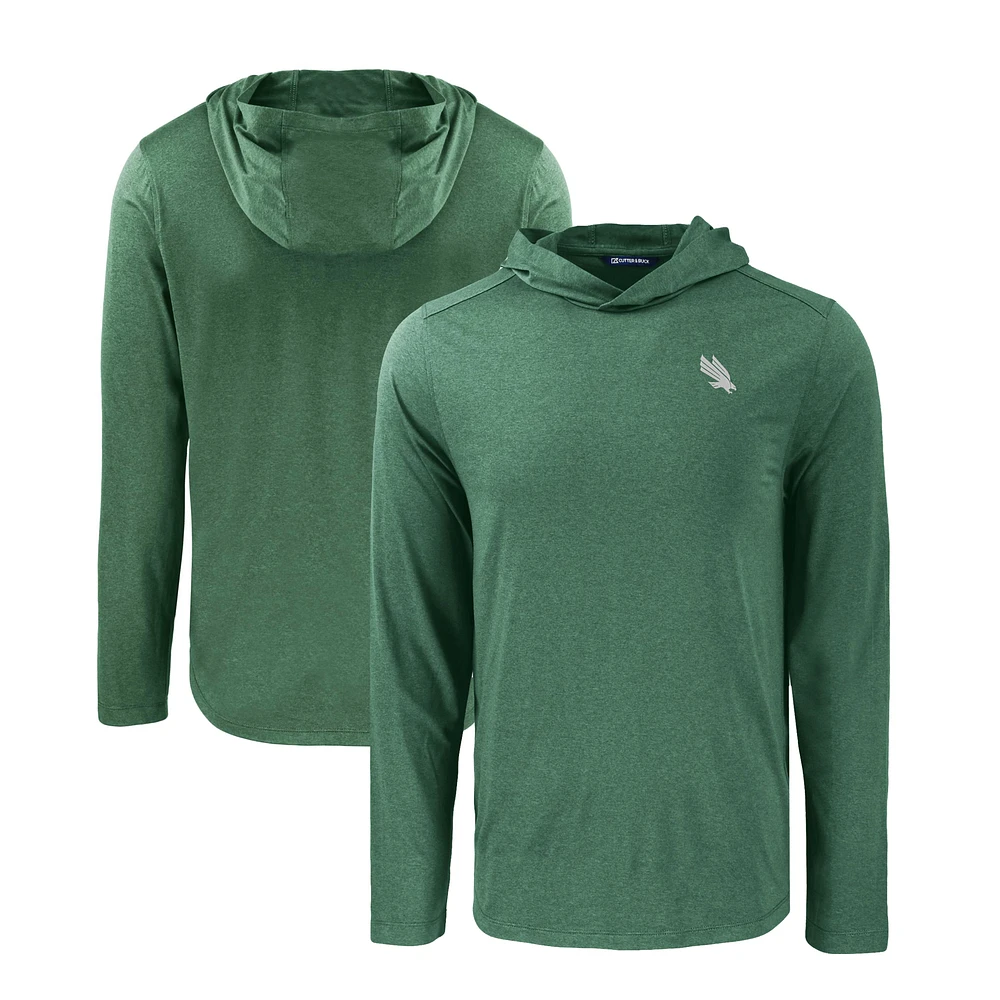 Men's Cutter & Buck Kelly Green North Texas Mean Coastline Epic Comfort Eco Recycled Long Sleeve Hooded T-Shirt