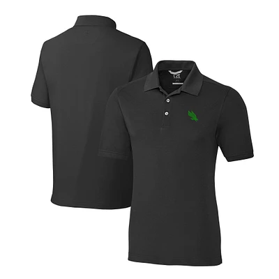 Men's Cutter & Buck Black North Texas Mean Green Advantage Eco Tri-Blend Pique Polo
