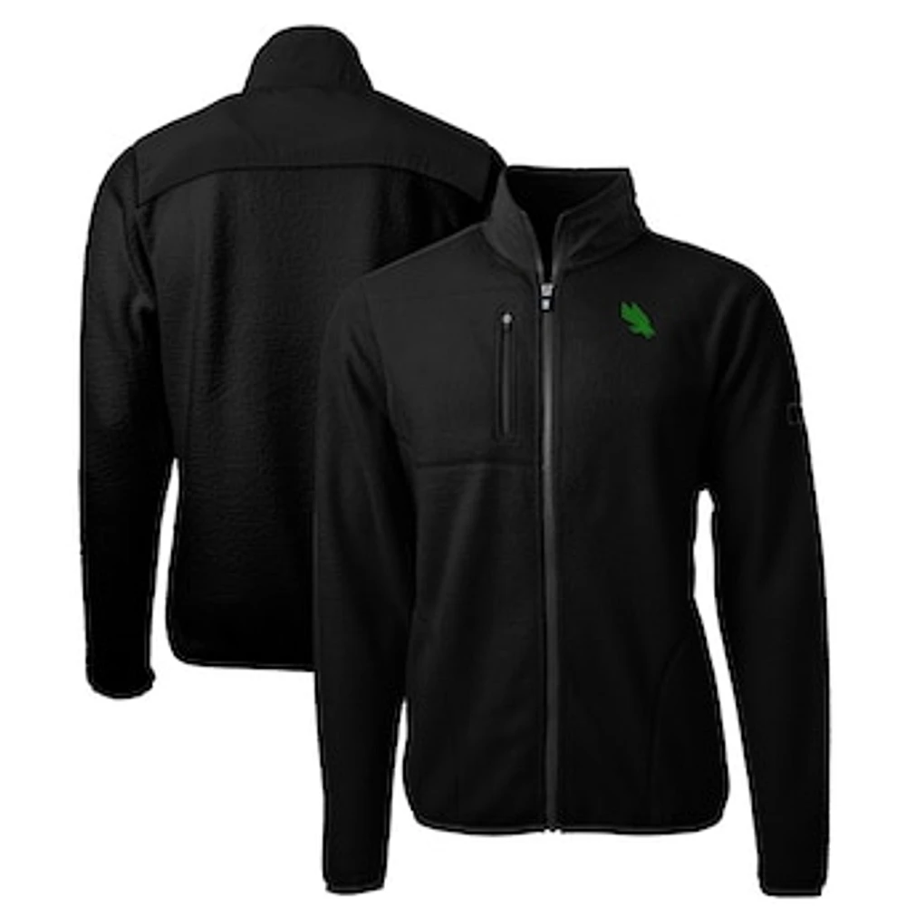 Men's Cutter & Buck Black North Texas Mean Green Cascade Eco Sherpa Fleece Full-Zip Jacket