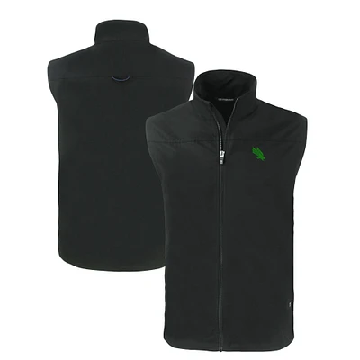 Men's Cutter & Buck Black North Texas Mean Green Charter Eco Recycled Full-Zip Vest