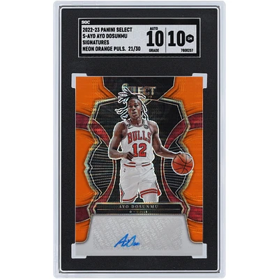 Ayo Dosunmu Chicago Bulls Autographed 2022-23 Panini Select Orange Pulsar #S-AYO #/30 SGC Authenticated 10/10 Rookie Card