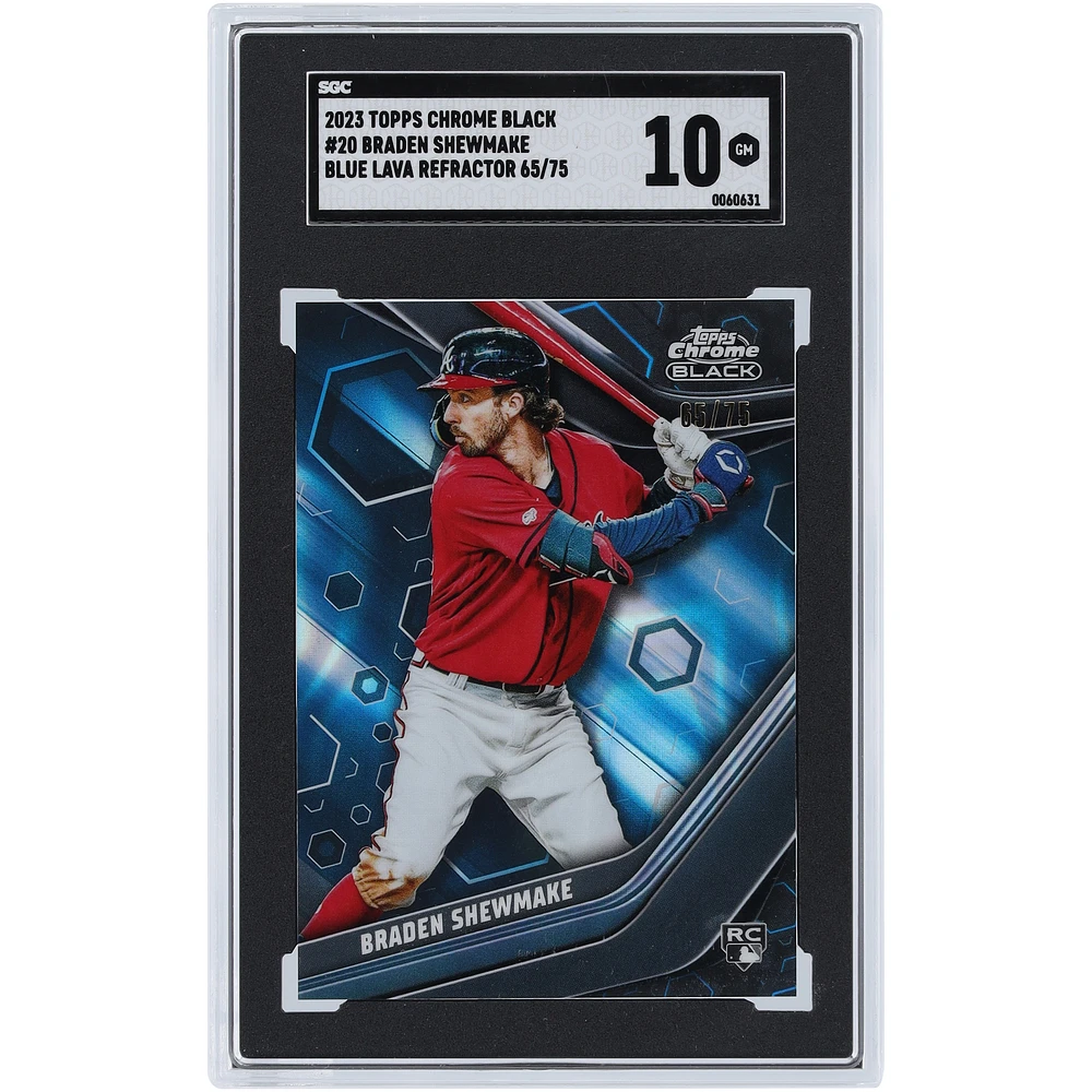Braden Shewmake Atlanta Braves 2023 Topps Chrome Black Blue Lava Refractor #20 #65/75 SGC Authenticated 10 Rookie Card
