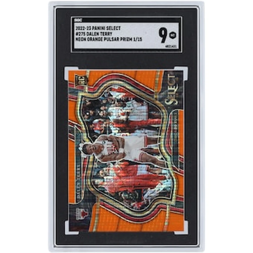 Dalen Terry Chicago Bulls 2022-23 Panini Select Orange Pulsar #275 #1/15 SGC Authenticated 9 Rookie Card