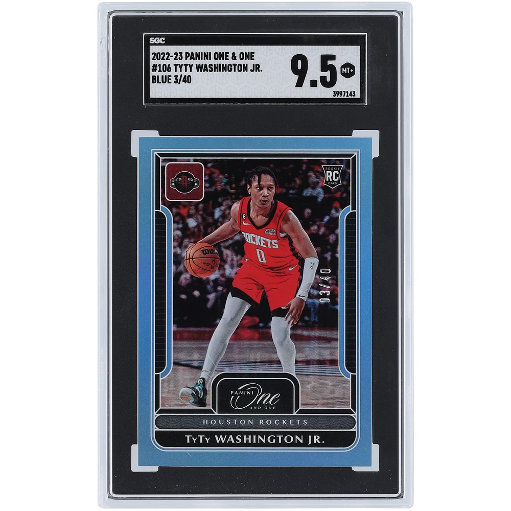 TyTy Washington Jr. Houston Rockets 2022-23 Panini One & One Blue #106 #3/40 SGC Authenticated 9.5 Rookie Card