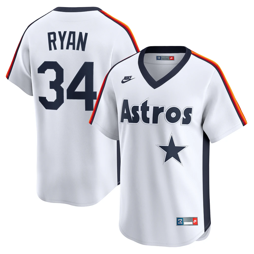 Men's Nike Nolan Ryan White Houston Astros Throwback Cooperstown Collection Limited Jersey