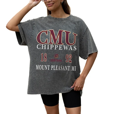 Women's Gameday Couture Grey Central Michigan Chippewas Oversized Snow Wash T-Shirt