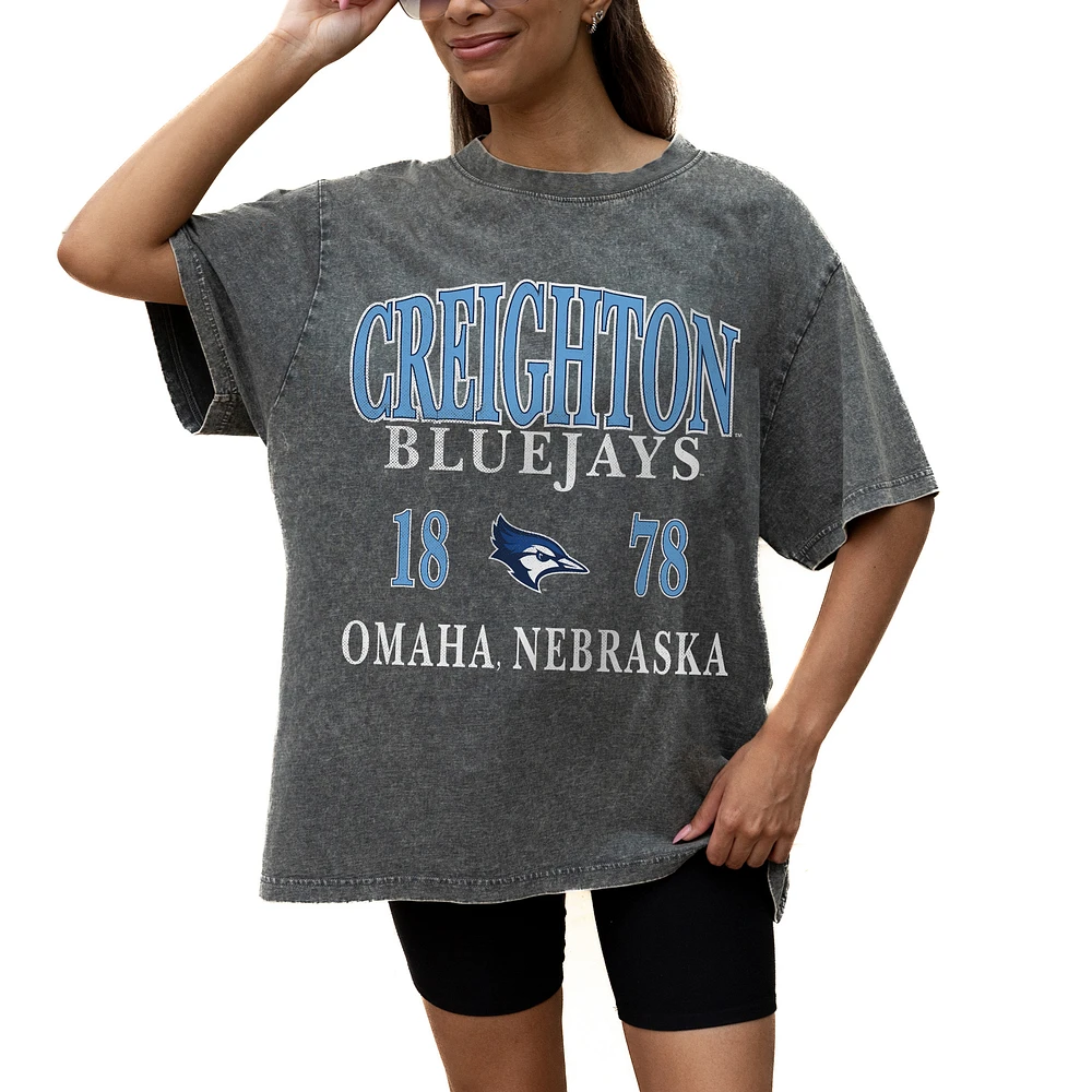 Women's Gameday Couture Grey Creighton Bluejays Oversized Snow Wash T-Shirt