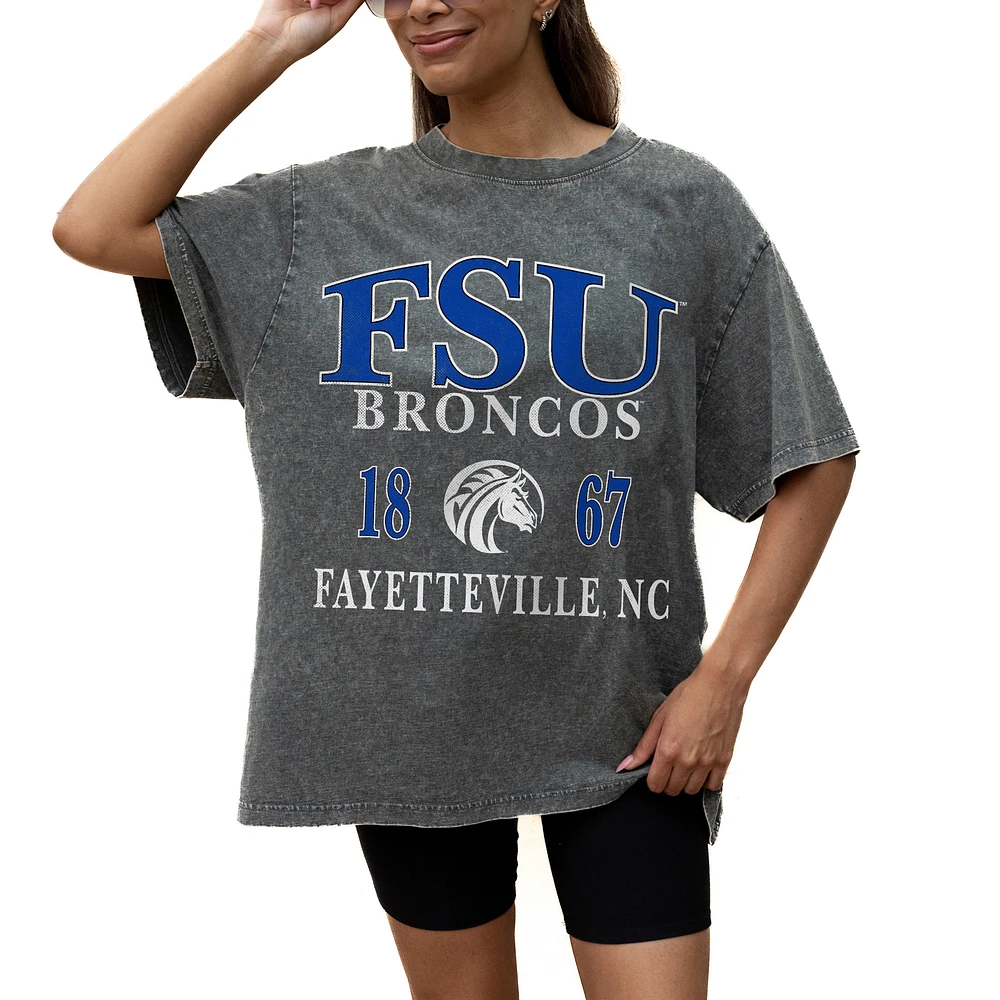 Women's Gameday Couture Grey Fayetteville State Broncos Oversized Snow Wash T-Shirt