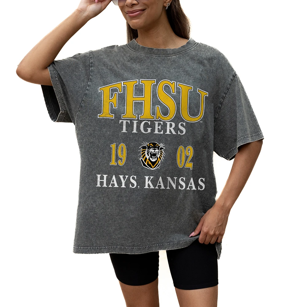 Women's Gameday Couture Grey Fort Hays State Tigers Oversized Snow Wash T-Shirt