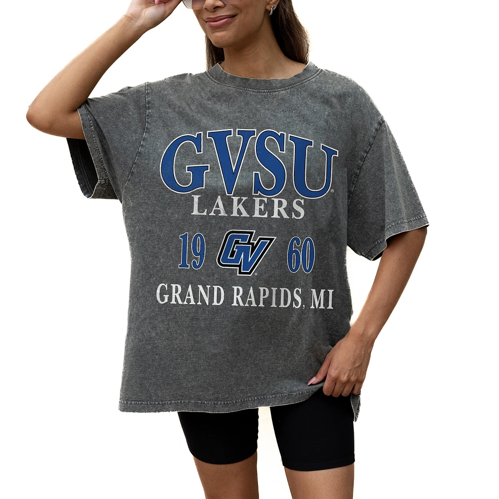 Women's Gameday Couture Grey Grand Valley State Lakers Oversized Snow Wash T-Shirt